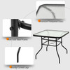 32" Tempered Glass Steel Frame Square Table