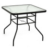 32" Tempered Glass Steel Frame Square Table