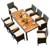 9 Pc Rattan Patio Dining Set with Acacia Wood Table and 8 Cushioned Chairs