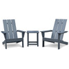 3 Pc Outdoor Adirondack Chairs with Side Table, Dark Grey