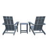 3 Pc Outdoor Adirondack Chairs with Side Table, Dark Grey