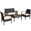 4 Pc Rattan Chair Wicker Set Outdoor Bistro