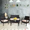 4 Pc Rattan Chair Wicker Set Outdoor Bistro