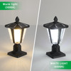 Solar Post Light, Outdoor Fence Post Lamp with Warm and Cool Lights, 7.84 x 7.84 x 15 in.