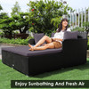 Rattan Daybed with Upholstered Cushion