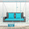 2-Person Wicker Hanging Porch Swing Bench