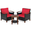 3 Pc Furniture Set with Washable Cushion and Acacia Wood Tabletop