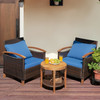 3 Pc Furniture Set with Washable Cushion and Acacia Wood Tabletop