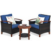 3 Pc Furniture Set with Washable Cushion and Acacia Wood Tabletop