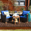 3 Pc Furniture Set with Washable Cushion and Acacia Wood Tabletop