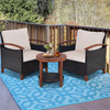 3 Pc Furniture Set with Washable Cushion and Acacia Wood Tabletop