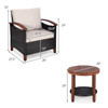 3 Pc Furniture Set with Washable Cushion and Acacia Wood Tabletop