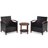 3 Pc Furniture Set with Washable Cushion and Acacia Wood Tabletop