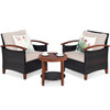 3 Pc Furniture Set with Washable Cushion and Acacia Wood Tabletop