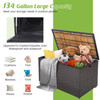 134 Gallon Rattan Storage Box with Zippered Liner and Solid Acacia Wood Top