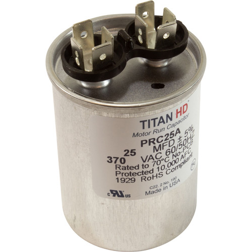 Essex Group Run Capacitor, 25 Mfd, 370Vac 1-3/4"X2-7/8" - RD-25-370