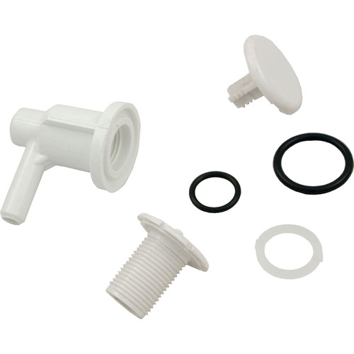 Waterway Plastics Lo Pro Injector 3/8" Barb Elbow Style, White - 670-2200