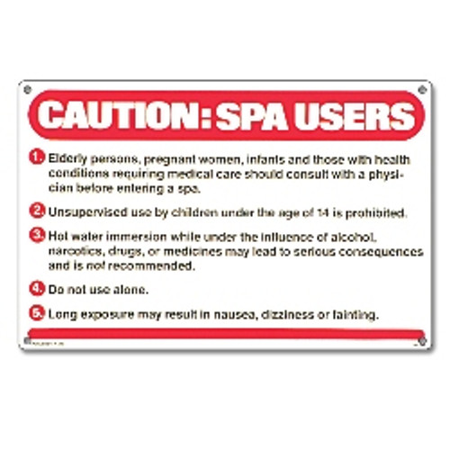 Spa Safety Sign - Caution: Spa Users - 40360 