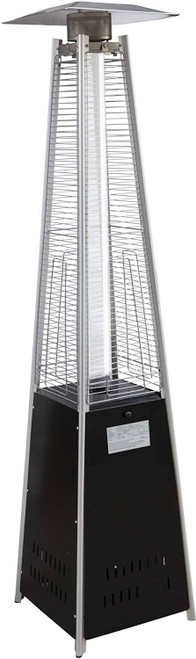 Outdoor Patio Heater, Pyramid Standing, LP Propane, With Wheels, 87 Inches Tall, 42000 BTU, Black