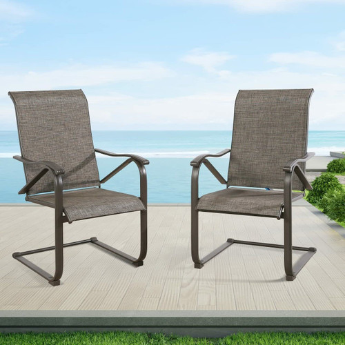 Outdoor Dining Chairs, Sling Spring Motion, Set of 2