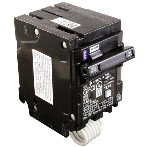 GFCI Circuit Breaker, 20A, 115v/230v, 2 Pole