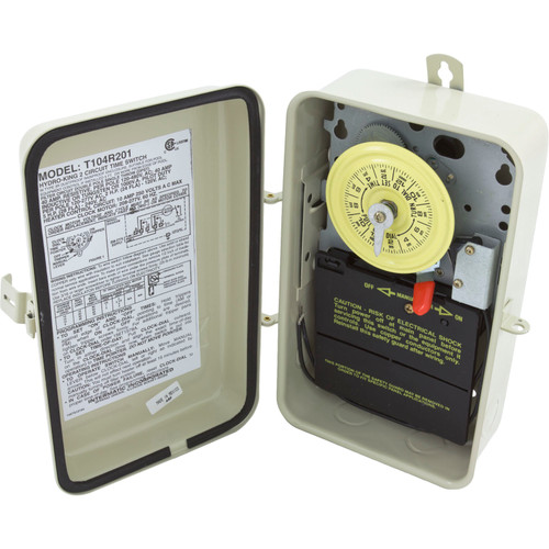 Time Clock, Intermatic T104R201, 24 hr, 230v, DPST,w/Fireman