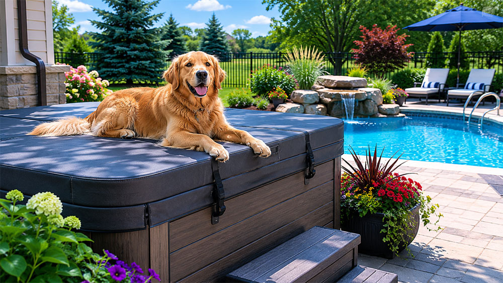 Spa Cover with Dog