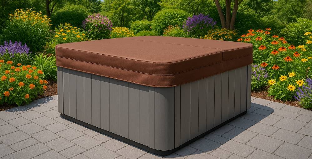 Brown Hot Tub Gray Cover