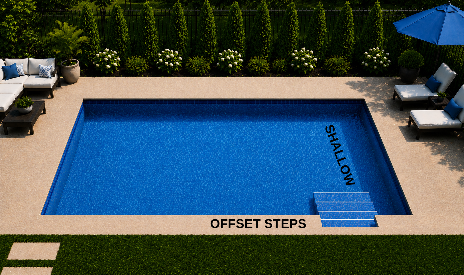 Rectangle Pool with Offset Steps