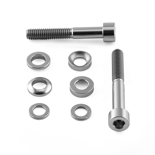 Titanium Cycle Caliper Kit M6x45mm / M6x40 Parallel Socket Cap Bolts, Washers & Cone Washers