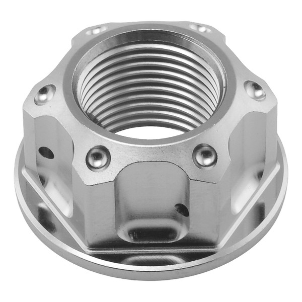 Titanium Flanged Axle Nut M16x(1.25mm) Drilled Swing Arm Pivot