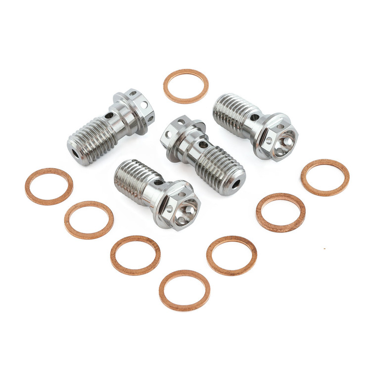 Stainless Steel Banjo Bolt Single M10x(1.25mm) Race Spec Front Master Cylinder Pack x4