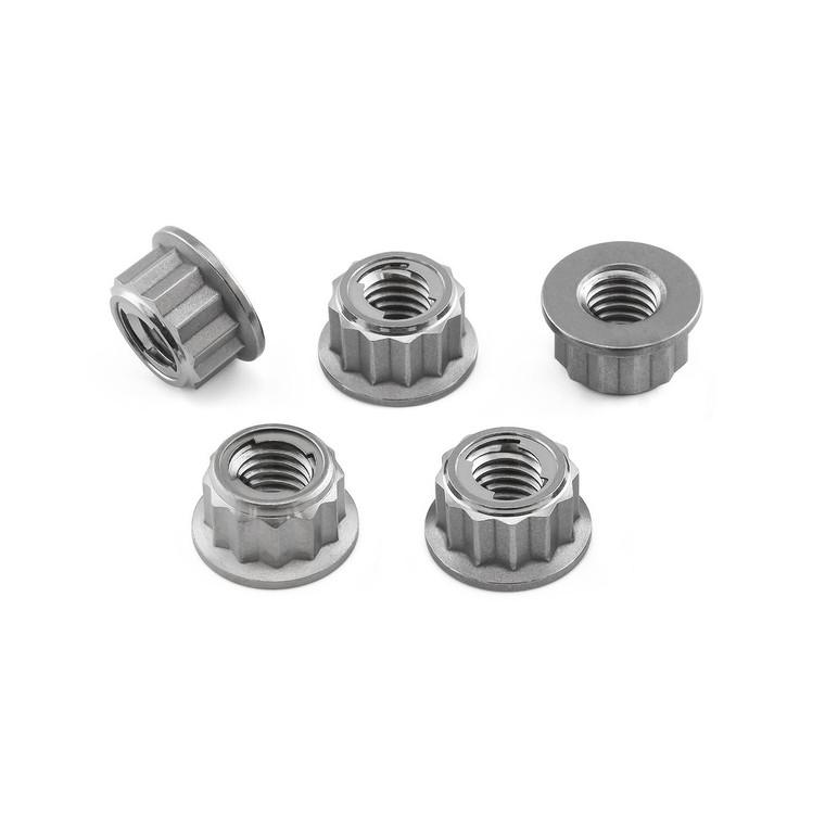 Titanium Sprocket Nuts M8x(1.25mm) Bi-Hex Lock Pack x5