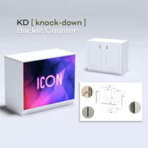  ICON KD (Knock-Down) Backlit SEG Counter Height: 36 in. Width: 44.5 in. Depth: 21.25 in. Weight: 135 lbs. 