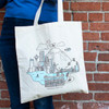 Theo Cityscape Canvas Tote Bag lifestyle 2