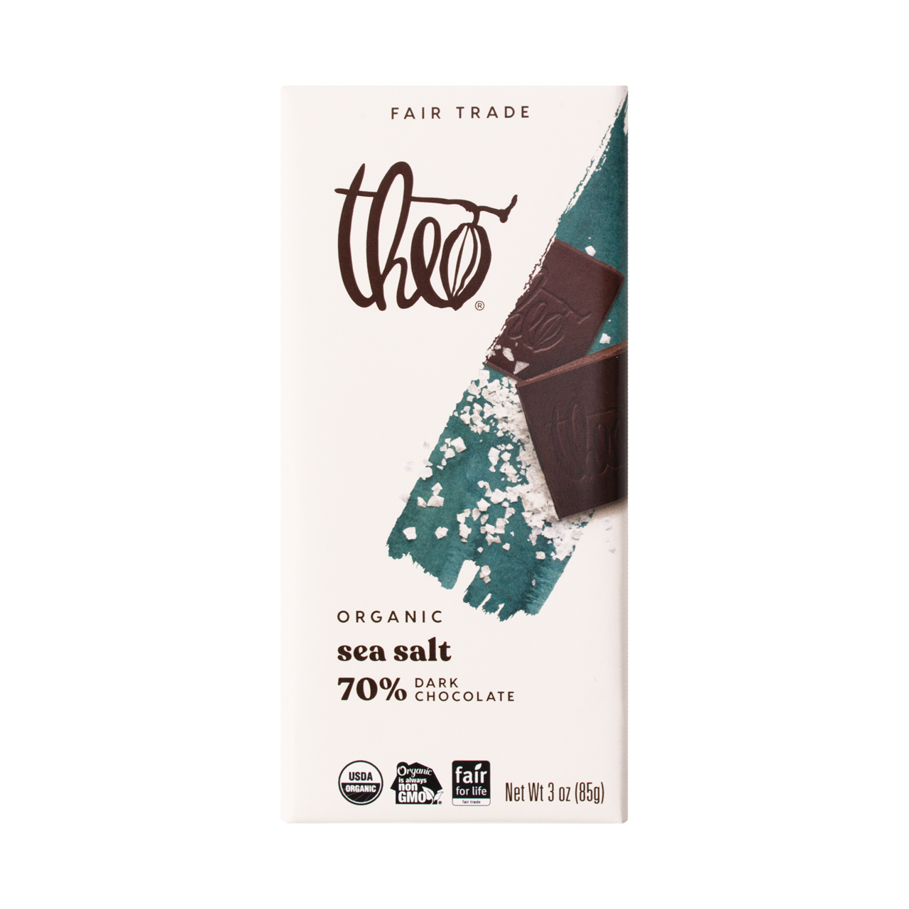 Theo Chocolate Pure Organic Dark Chocolate Bar, 70% Cacao, 12 Pack | Vegan,  Fair Trade