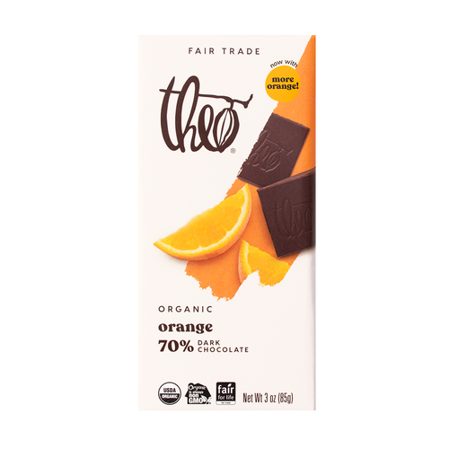 Theo Orange 70% Dark Chocolate Bar, 3 oz