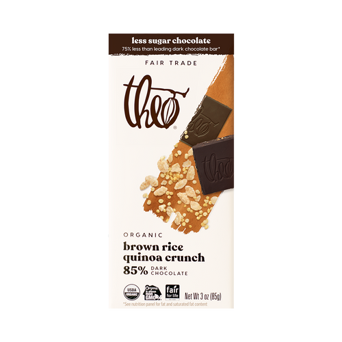 Theo Brown Rice Quinoa Crunch 85% Dark Chocolate, 3 oz