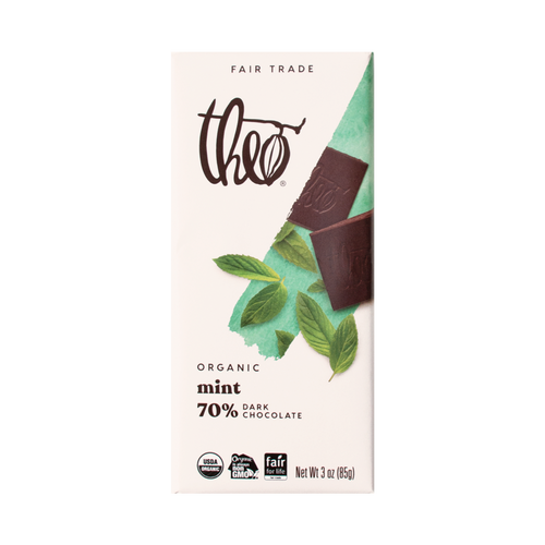 Theo Mint 70% Dark Chocolate Bar, 3 oz
