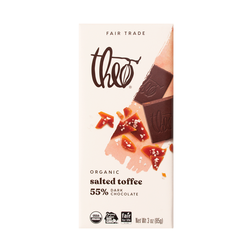 Theo Salted Toffee 55% Dark Chocolate, 3 oz