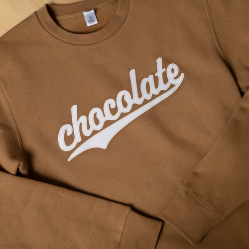 Chocolate Sweatshirt in camel, front of sweatshirt flat lay