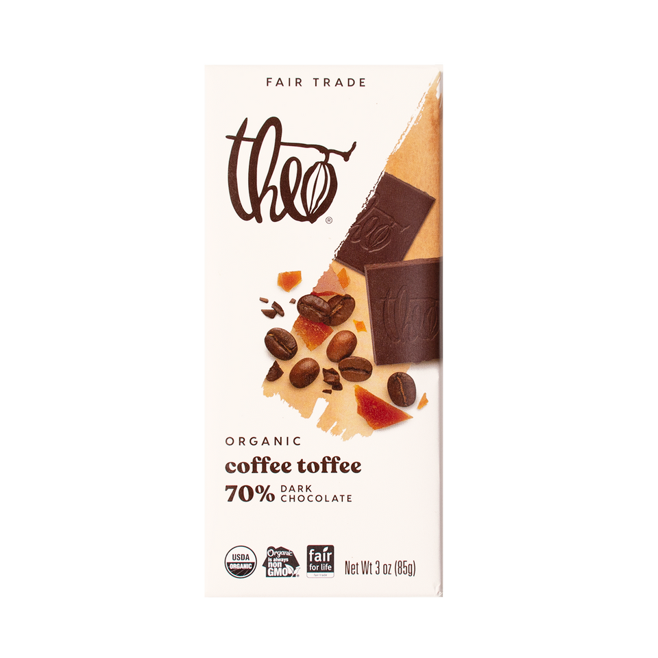 Coffee Toffee 70 Dark Chocolate Bar Theo Chocolate