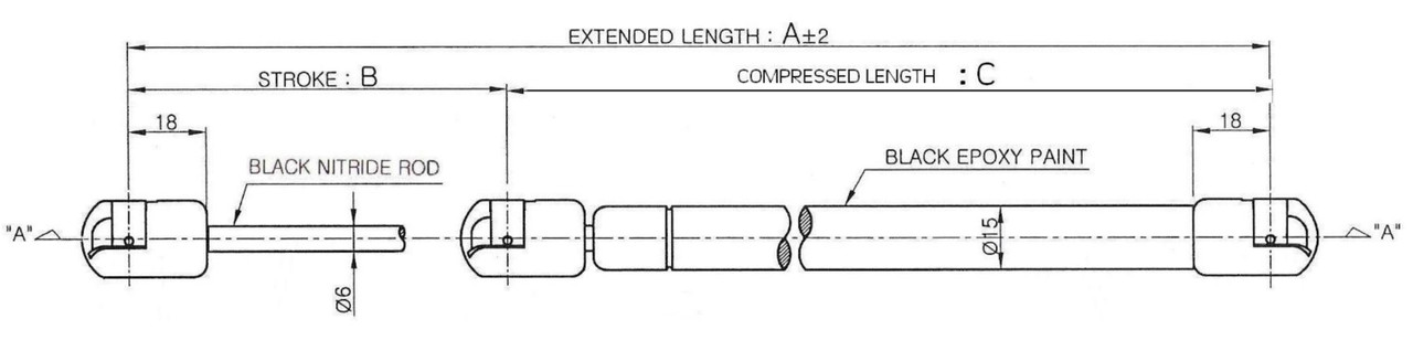 Gas Strut 315-120S 8-18 050N M6X1.0 - E450-18-185