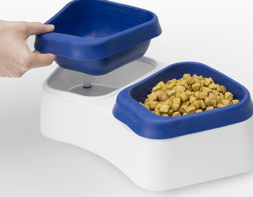 Double feeder pet food bowls