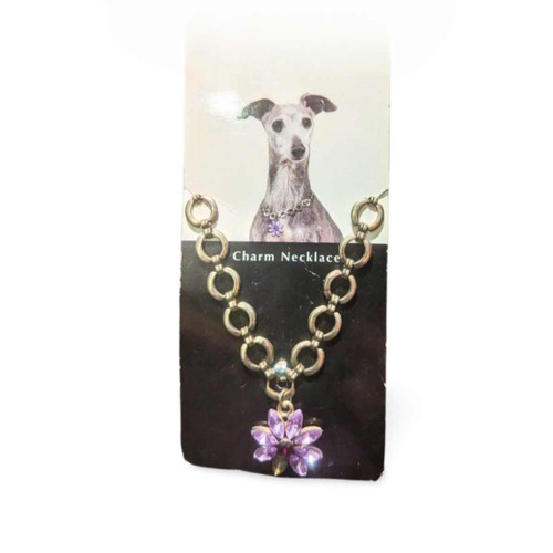 Dog necklace with violet flower at the end. Dog necklace with violet flower at the end.