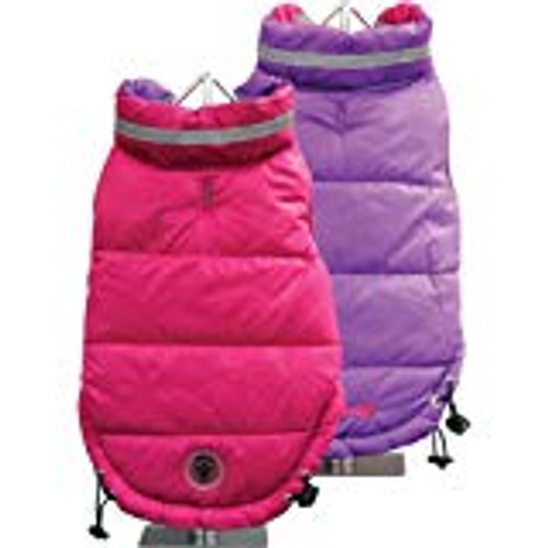 Purple puffy vest outdoor coat for dog.  Medium size only 