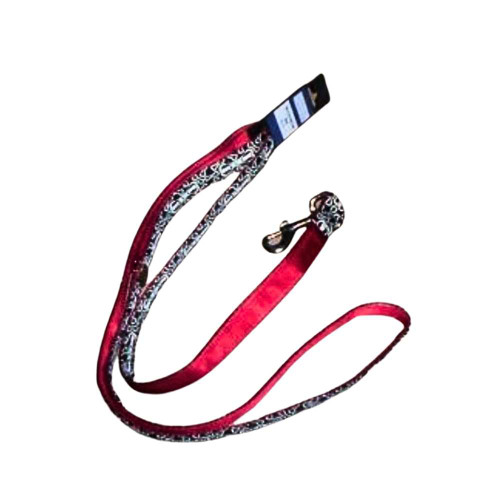 Fun dog leash with red back and bone design on front