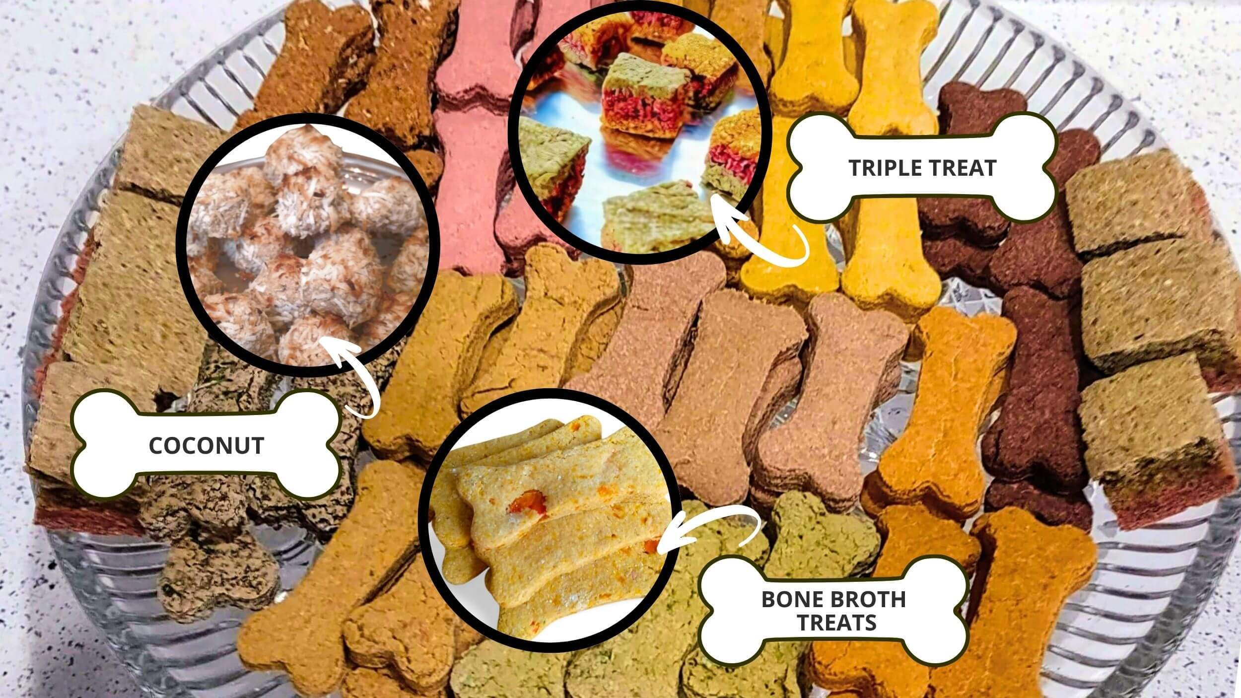 an assortment of homemade dog treats on a plate
