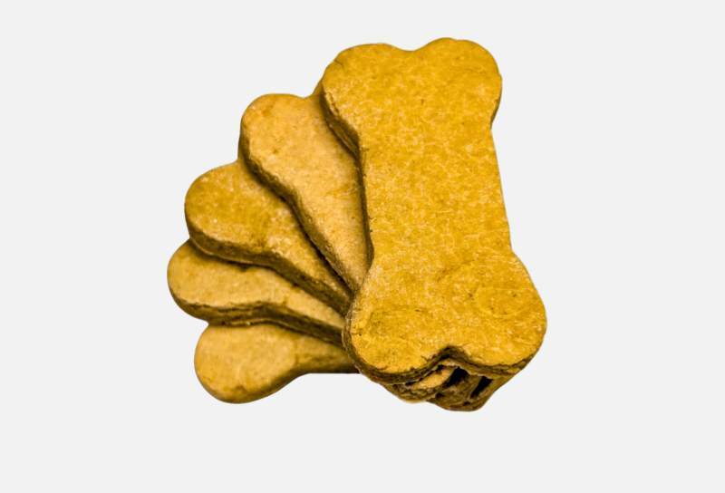 Bone shaped dog treats stacked up
