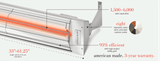 Infratech W-Series 48" Single Element 2600 Watt Heater (Marine-Grade)